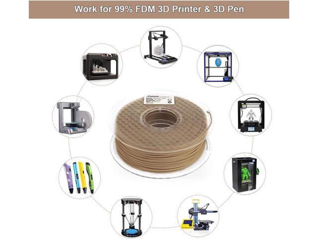 AMOLEN Wood Bamboo 3D Printer Filament, PLA Filament 1.75mm 20% Real Bamboo Fiber, 1kg/2.2lbs