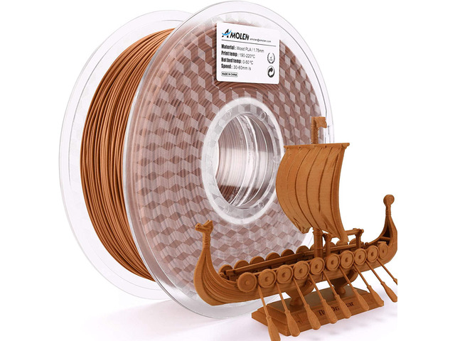 AMOLEN PLA 3D Printer Filament, Red Wood PLA Filament 1.75mm 20% Real Wood,1KG