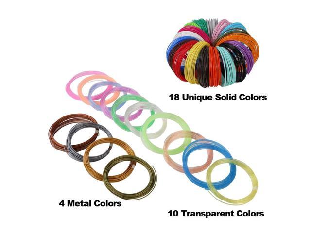 MIKA3D 32 Colors 3D Pen PLA Filament Refills, Each Color 10 Feet, Total 320 feet, Pack with 4 Finger Caps