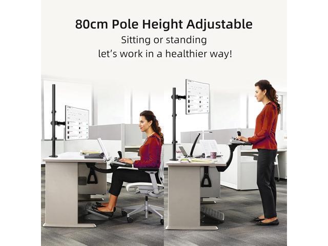 Suptek Single Monitor Arm Desk Mount Fully Adjustable Monitor Stand for 1 / One Screen up to 32 inch Extra Tall 31.5 inch Pole,Black (MD6821)