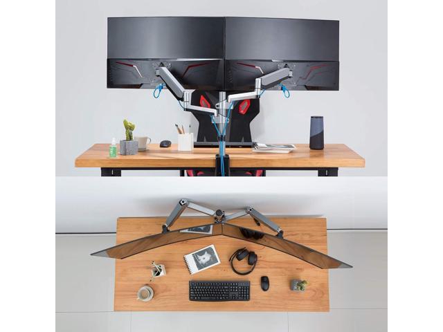 AVLT Dual 13'-27' Stacked Monitor Arm Desk Mount - Fits Two Flat/Curved Monitors, Full Motion Height Swivel Tilt Rotation Adjustable -...
