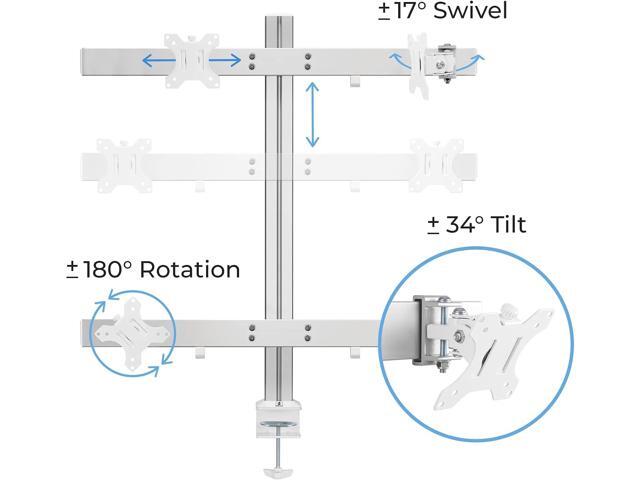 Stand Steady 4 Monitor Mount Desk Setup - Heavy-Duty Height Adjustable Monitor Stand, Swivel Arm with Clamp-On Base, Four Screen VESA Mount Fits...