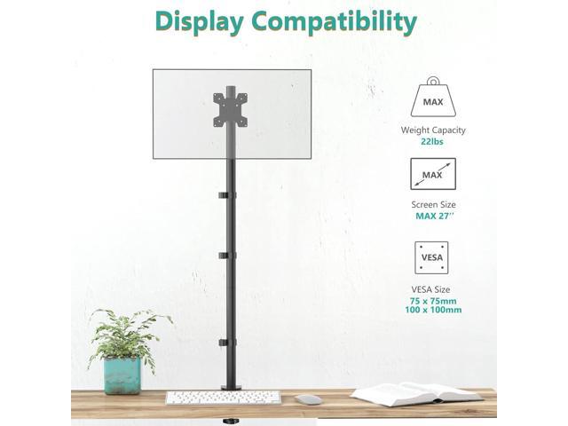 WALI Single Monitor Stand Desk Mount, 39 inch Tall Monitor Stand Fully Adjustable, Articulating Arm for Computer Screen up to 32 inch, 22lbs...