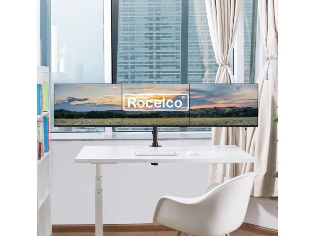 Rocelco Premium Triple Monitor Desk Mount - Standard Pattern Fits 13' - 27' LED LCD Flat Computer Screen - Three Articulated Full Motion Adjustable...
