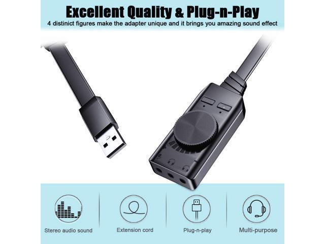 Virtual 7.1 USB Sound Card Adapter BENGOO External Audio Adapter Stereo Sound Card Converter 3.5mm AUX Microphone Jack for Gaming Headset Earphone...