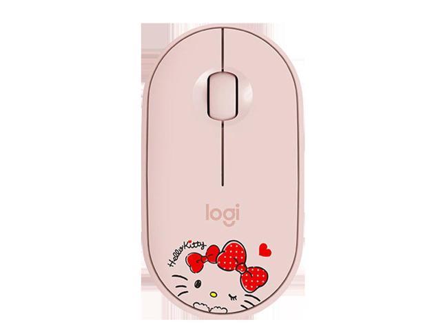 Logitech Pebble Hello Kitty Wireless Mouse Bluetooth Mute Mouse Cute Cat Mouse Pink