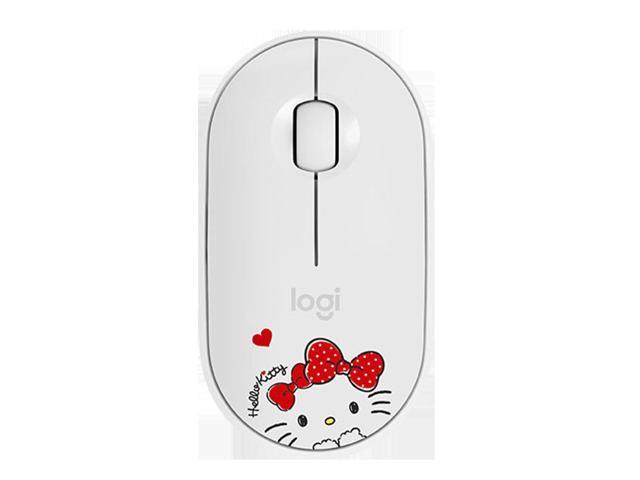 Logitech Pebble Hello Kitty Wireless Mouse Bluetooth Mute Mouse Cute Cat Mouse White