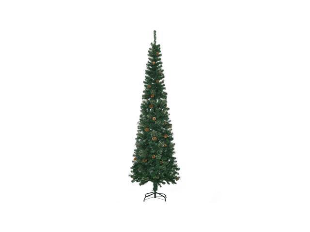 7.5 Foot Pencil Artificial Christmas Tree, Slim Pine Needles Xmas Tree With Realistic Branches