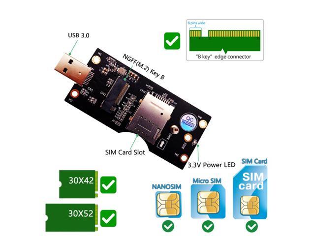 NGFF M.2 Key B to USB 3.0 Adapter Riser Card Converter for Desktop PC Laptop Black