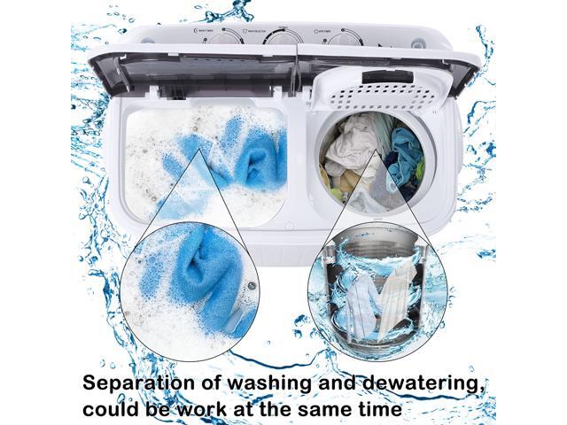 14.3lbs Portable Mini Washing Machine Twin Tub Compact Laundry Machine Dryer W/Drain Pump
