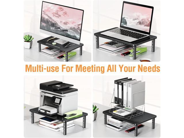 ELIVED 2 Pack Monitor Stand Riser - 3 Height Adjustable Monitor Stand for Laptop, Computer, PC, Printer, Mesh Metal Monitor Riser for Desktop...