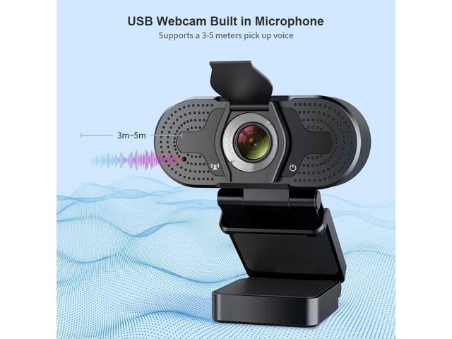 TROPRO 1080P webcam for PC, full HD computer camera with cover, USB web cam with microphone, cover, expandable tripod, streaming camera for Skype,...