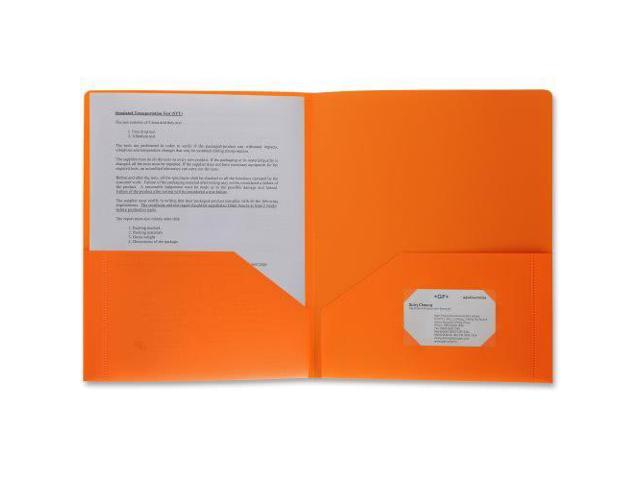 Business Source Poly Portfolio 2 Pocket LTR .3mil Orange 20883