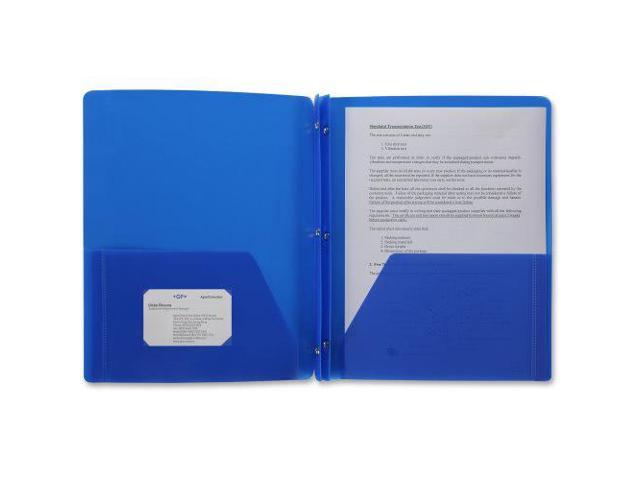 Business Source Poly Portfolio 3 Prong 2 Pkts LTR .3mil Blue 20886