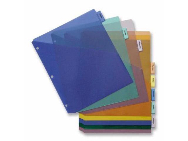 Business Source Poly Index Dividers Double Pocket 8-Tab 8-1/2'x11' Multi 32373