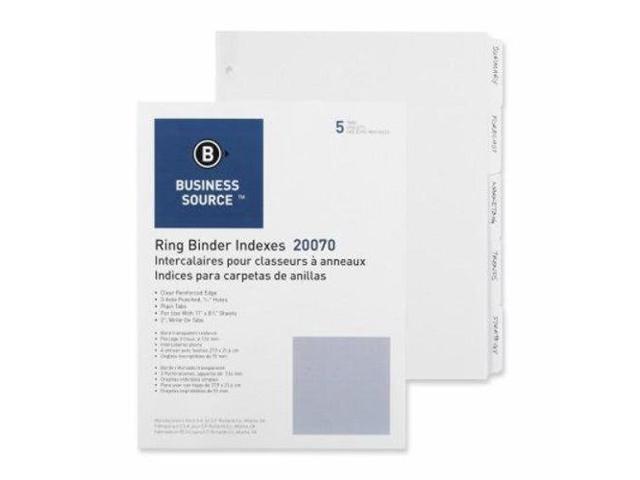 Business Source Plain Tab Indexes 5-2' Wide Tab 11'x8-1/2' 100 St/BX WE 20070
