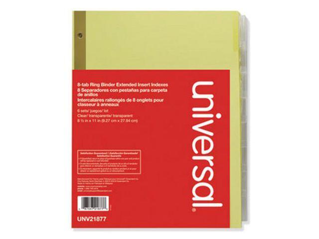 UNIVERSAL Extended Insert Indexes Eight Clear Tabs Letter Buff 6 Sets/Box 21877