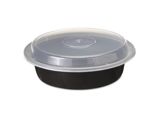 Pactiv VERSAtainers 1-Comp Black/Clear 24oz 7'dia 150/Carton NC723B