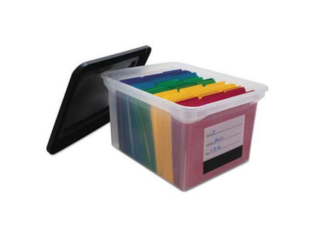 Advantus 55802 File Tote Storage Box with Snap-on Lid Closure Letter/Legal Clear/Black