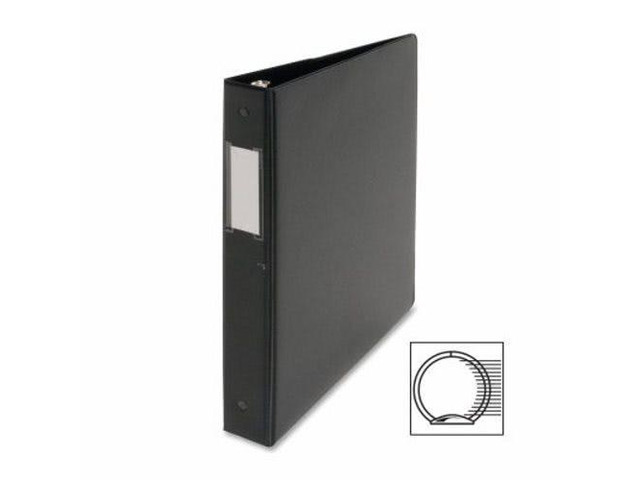 Business Source Round Ring Binder w/Label Holder 1' Cap. 11'x8-1/2' BK 28559
