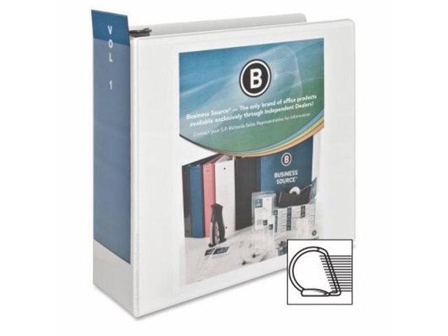 Business Source D-Ring Binder w/ Pockets 4' Capacity White 28444