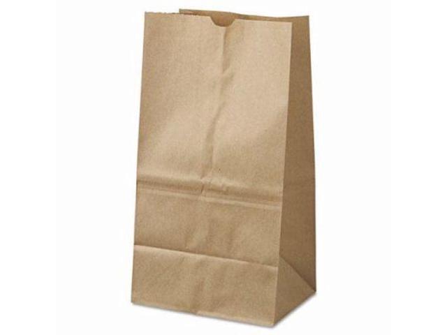 General #25 Squat Paper Grocery Bag 40lb Kraft Standard 8 1/4 x6 1/8 x15 7/8 500 bags GK25S500