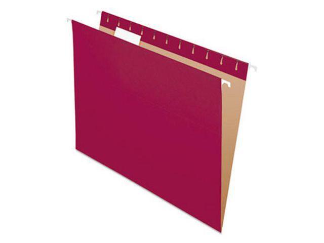 Pendaflex Essentials Colored Hanging Folders 1/5 Tab Letter Burgundy 25/Box 81613