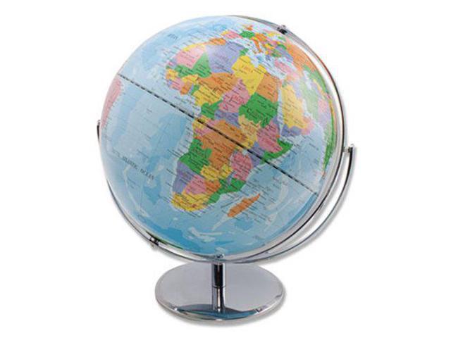 Advantus 12-Inch Globe with Blue Oceans Silver-Toned Metal Desktop Base Full-Meridian 30502