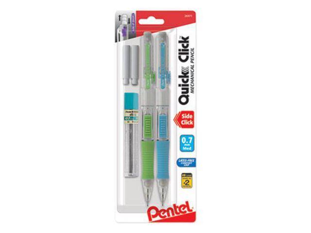 Pentel QUICK CLICK Mechanical Pencil, HB, No.2, 0.7 mm, Assorted Barrel, 2/Pack
