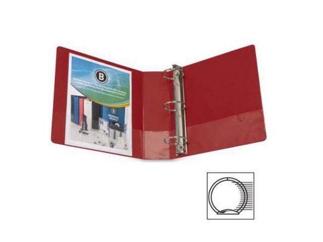 Business Source Round Ring Binder w/ Pockets 3' Red 28770