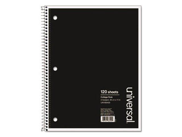 Universal 3 Sub. Wirebound Notebook 11 x 8 1/2 College Rule 120 Sheets Black Cover 66400