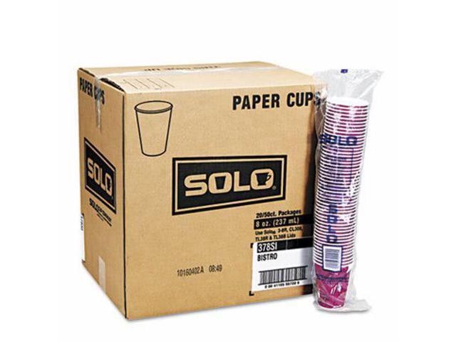 SOLO 412SIN Dart Paper Hot Drink Cups in Bistro Design, 12oz, Maroon, 50/Bag - 1 Carton (20 Bags)