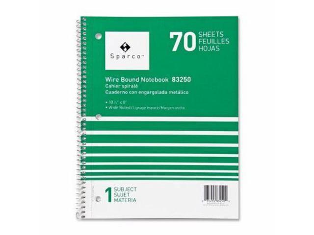 Sparco Notebooks 1 Subject 10-1/2'x8' Wide Ruled 70 Sht AST 83250