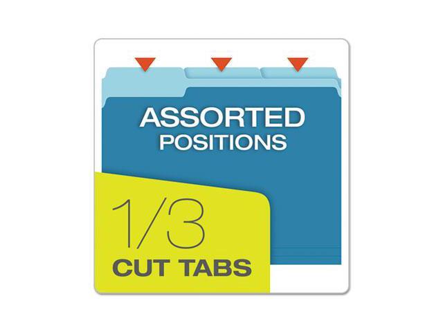 Pendaflex Colored File Folders 1/3 Cut Top Tab Letter Blue/Light Blue 100/Box 15213BLU