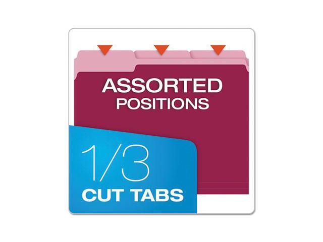 Pendaflex Colored File Folders 1/3 Cut Top Tab Letter Burgundy/Light Burgundy 100/Box 15213BUR