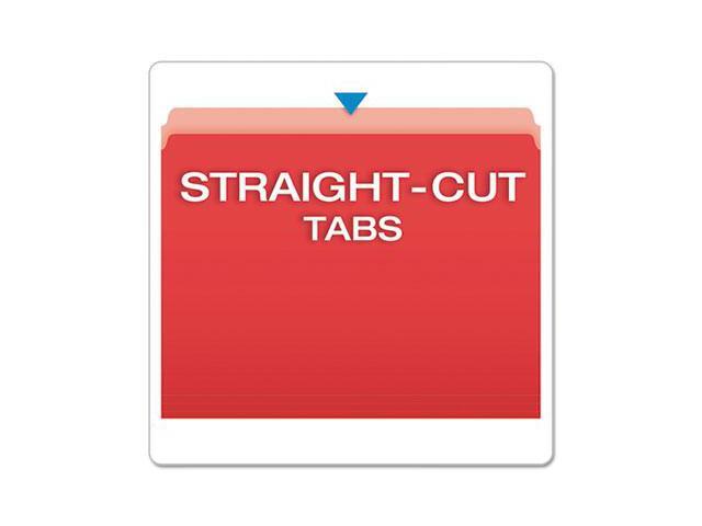 Pendaflex Colored File Folders Straight Cut Top Tab Letter Red/Light Red 100/Box 152RED