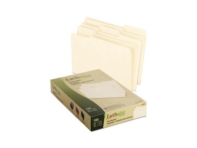 Pendaflex Earthwise 100% Recycled Paper File Folder 1/3 Cut Legal Manila 100/Box 76520