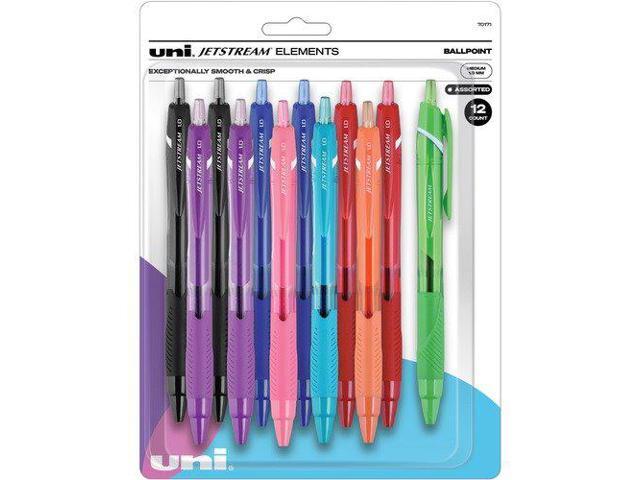 Uni-ball Jetstream Elements Ballpoint Pen Medium 1 mm Assorted Ink 12 Pack 70171