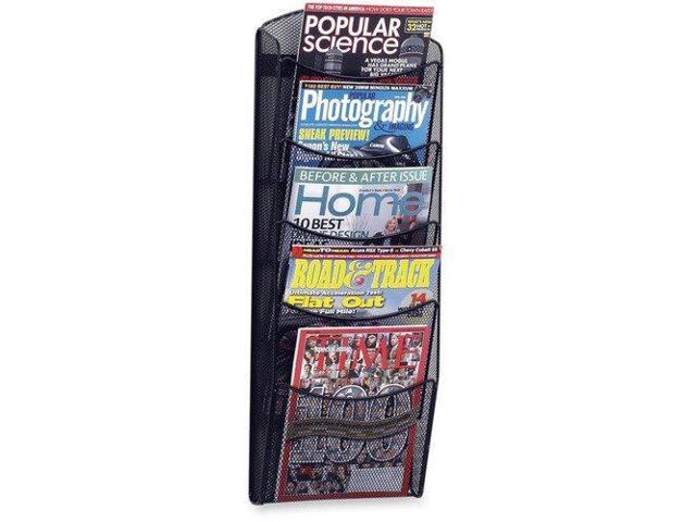 Safco Onyx Mesh Literature Rack Five Compartments 10-1/4w x 3-1/2d x 28-1/3h