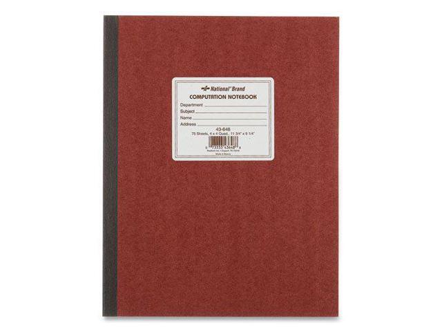 National Computation Book Quadrille Rule 9 1/4 x 11 3/4 Green 75 Sheets 43648