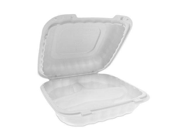 Pactiv PACYCN80803 Earthchoice Smartlock Hinged Lid Containers, White, 22 Oz, 200/Carton