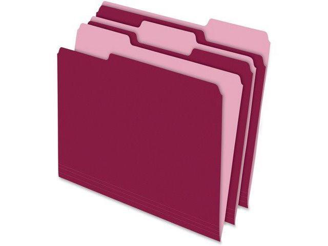 Pendaflex Colored File Folders 1/3 Cut Top Tab Letter Burgundy/Light Burgundy 100/Box 15213BUR