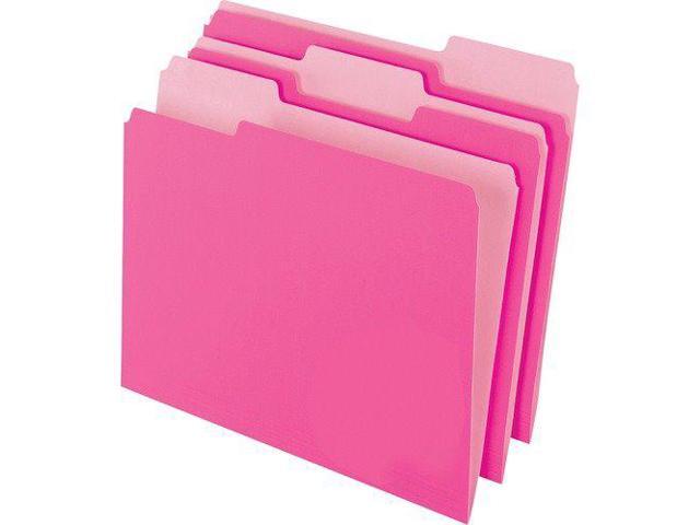 Pendaflex Colored File Folders 1/3 Cut Top Tab Letter Pink/Light Pink 100/Box 15213PIN