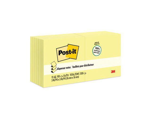 Recycled Pop-up Notes 3 x 3 Canary Yellow 100-Sheet 12/Pack