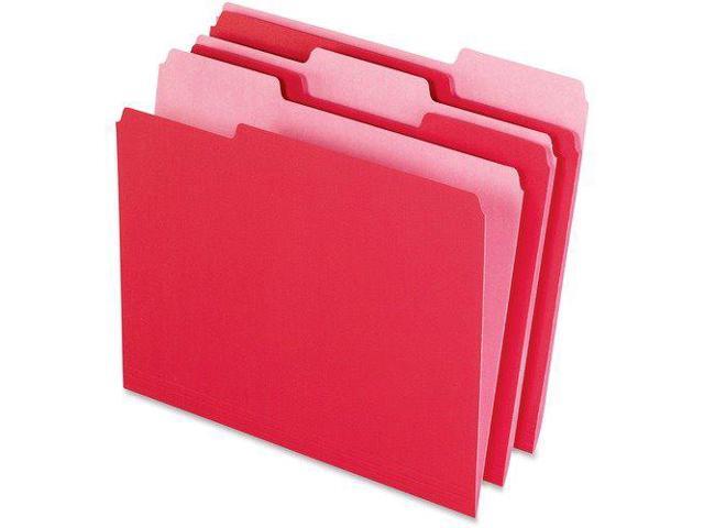 Pendaflex Colored File Folders 1/3 Cut Top Tab Letter Red/Light Red 100/Box 15213RED