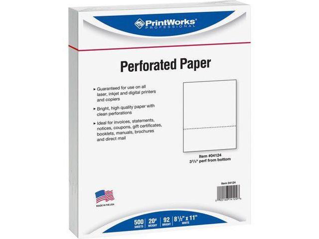 Printworks Professional Office Paper Perforated 3 2/3' From Bottom 8 1/2 x 11 20-lb 500/Ream 04124