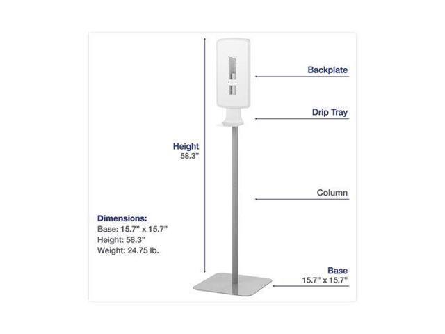 Dial FIT Touch Free Dispenser Floor Stand, White, Each (DIA09495EA)