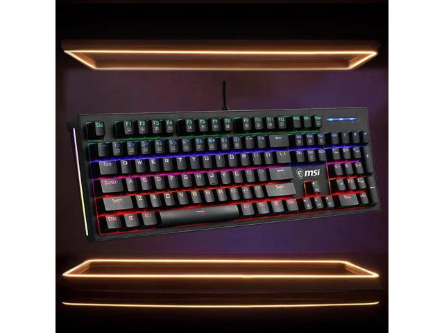 MSI GK50Z Mechanical Keyboard with Detachable Wrist Rest, Ergonomic Design,RGB LED Backlit,Cool Exterior Anti-splash 104Keys Gaming Keyboard for...