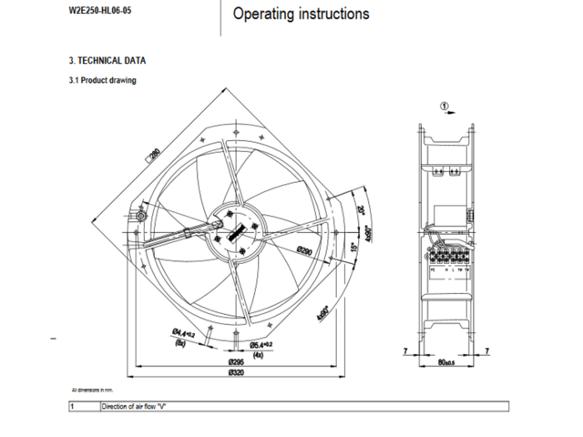 ebmpapst Fan W2E250-HL06-05 230V 127W 0.56A 280X280X80mm Frequency Converter Axial Fans