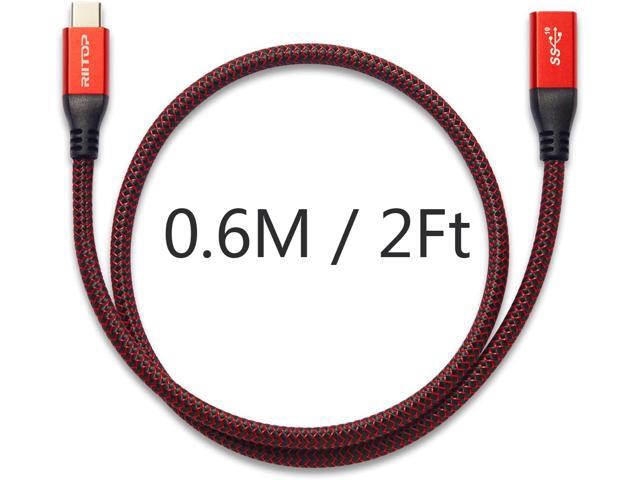 USB C Extension Cable Short 2ft (2Pack), RIITOP USB-C Male to Female Braided Cable for Nintendo Switch, MacBook Pro